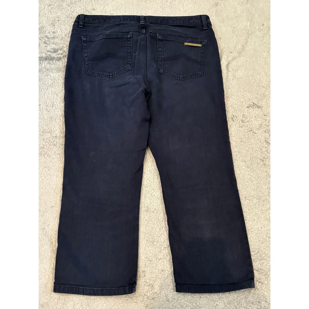 Michael Kors Womens Navy Blue Cropped Jeans Size 8 Stretch Straight Leg Pants